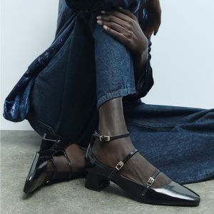 Zara Viral Strappy Heeled Mary Jane’s Black